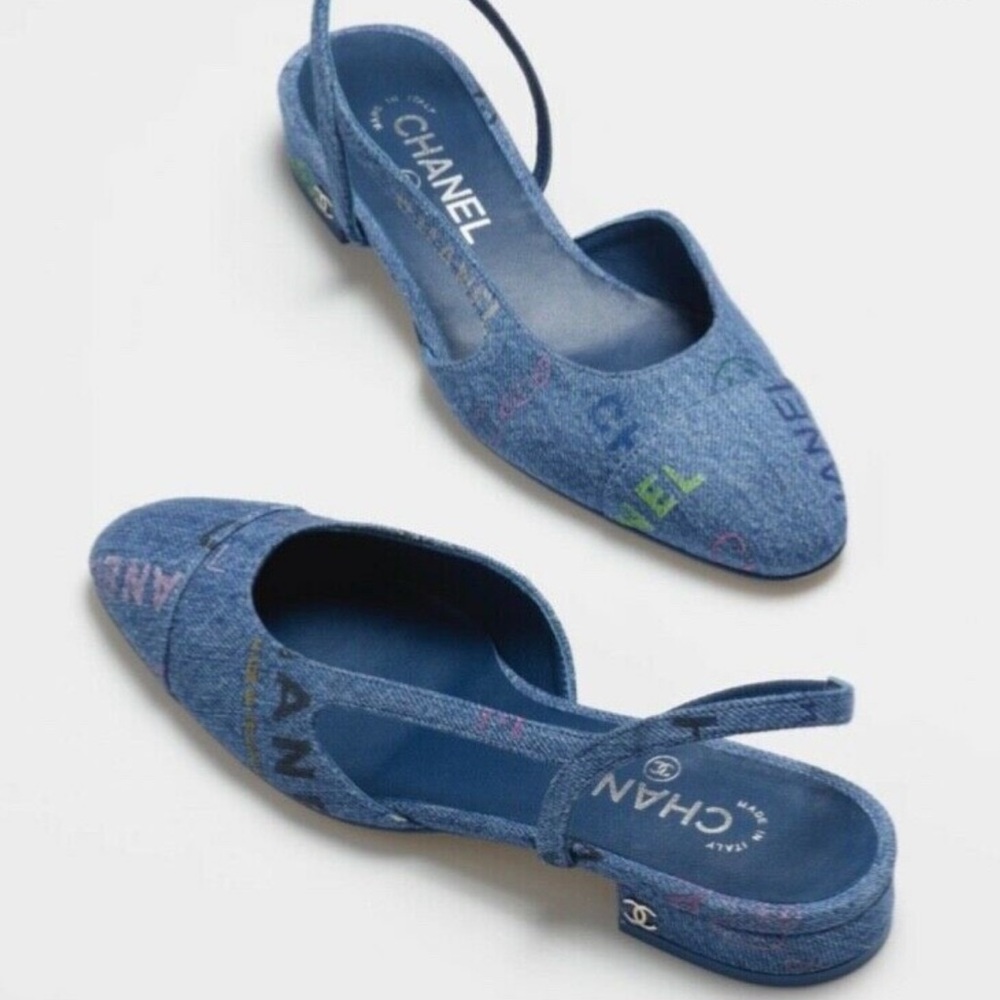 CHANEL Denim Blue Flats